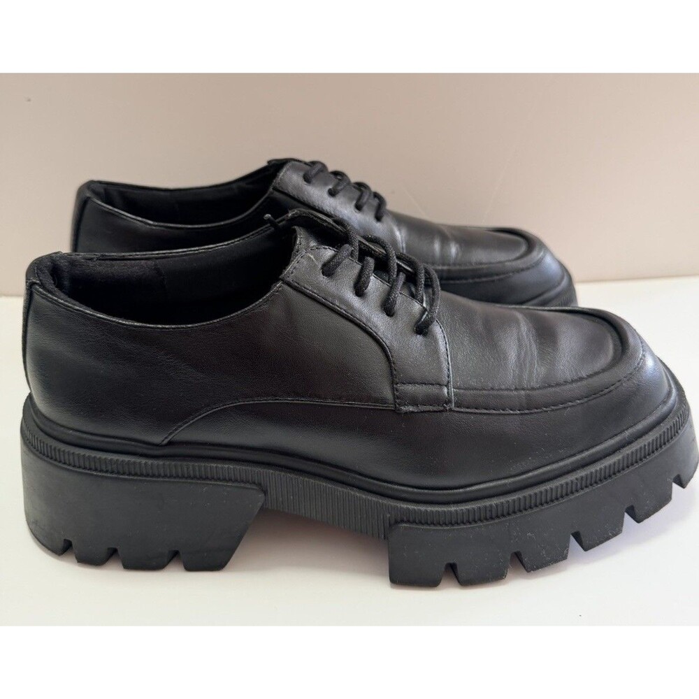 Zara Women’s Black Chunky Platform Derby Lace Up Shoes EU 37 US 6.5